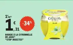 E.Leclerc BOUGIE À LA CITRONNELLE DE JAVA STOP INSECTES offre