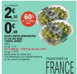 E.Leclerc Olives vertes dénoyautées à l'ail des ours Tropic Apéro offre