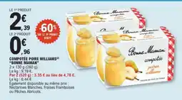 E.Leclerc COMPOTÉE POIRE WILLIAMS “BONNE MAMAN” offre