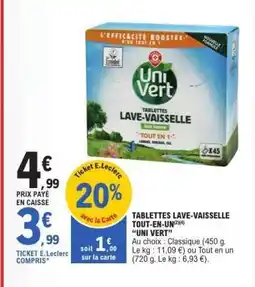 E.Leclerc TABLETTES LAVE-VAISSELLE TOUT-EN-UN UNI VERT offre