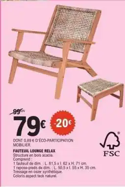 E.Leclerc FAUTEUIL LOUNGE RELAX offre
