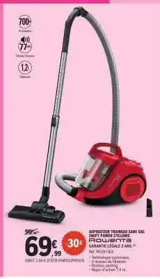 E.Leclerc ASPIRATEUR TRAINEAU SANS SAC SWIFT POWER CYCLONIC offre