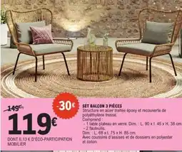 E.Leclerc SET BALCON 3 PIÈCES offre