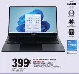 E.Leclerc PC PORTABLE N15I512-16GR512 offre