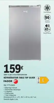 E.Leclerc RÉFRIGÉRATEUR TABLE TOP SILVER offre