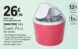 E.Leclerc SORBETIÈRE 1,5 L Sweet Alice offre