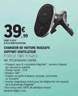 E.Leclerc CHARGEUR DE VOITURE MAGSAFE SUPPORT VENTILATEUR offre