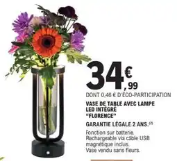 E.Leclerc Vase de table avec lampe LED intégrée Florence offre