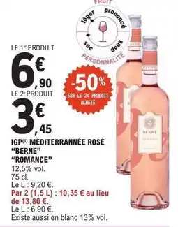 E.Leclerc IGP MÉDITERRANÉE ROSÉ “BERNE” “ROMANCE” offre