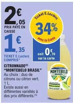 E.Leclerc Citronnade MONTEBELO BRASIL offre