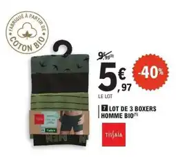 E.Leclerc Lot de 3 Boxers Homme Bio offre