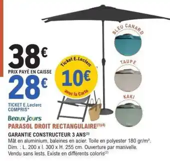 PARASOL DROIT RECTANGULAIRE
