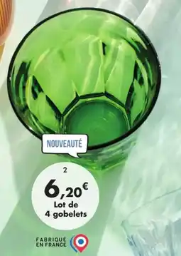 E.Leclerc Lot de 4 gobelets picardie vert en verre offre