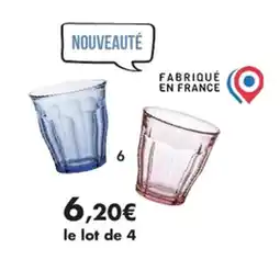 E.Leclerc Lot de 4 gobelets Picardie en verre couleur marine,couleur rose offre
