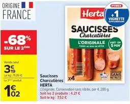 Carrefour HERTA Saucisses Charcutières offre