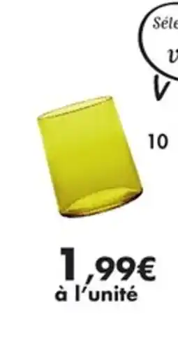 E.Leclerc Gobelets elixir 6 couleurs disponibles orange, jaune, violet, vert, gris et bleu en verre gobelets bas offre