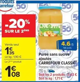 Carrefour CARREFOUR CLASSIC Purée sans sucres ajoutés offre