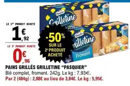 E.Leclerc PAINS GRILLÉS GRILLETINE “PASQUIER” offre