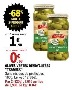 E.Leclerc Olives Vertes Dénoyautées 'Tramier' offre