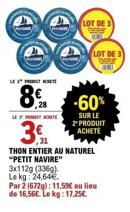 E.Leclerc Thon entier au naturel 'Petit Navire' offre