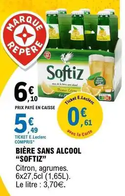 E.Leclerc BIÈRE SANS ALCOOL SOFTIZ offre