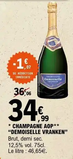 E.Leclerc Champagne AOP 'Demoiselle Vranken' offre