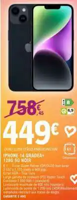E.Leclerc IPHONE 14 GRADEA+ 128G 5G NOIR offre