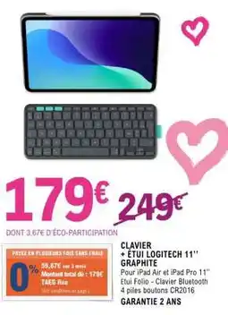 E.Leclerc CLAVIER + ÉTUI LOGITECH 11’’ GRAPHITE offre