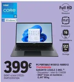 E.Leclerc PC PORTABLE N15I512-16GR512 offre