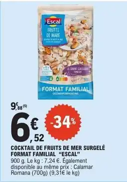 E.Leclerc COCKTAIL DE FRUITS DE MER SURGELÉ FORMAT FAMILIAL “ESCAL” offre