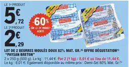E.Leclerc LOT DE 2 BEURRES MOULÉS DOUX 82% MAT. GR. “PAYSAN BRETON” offre