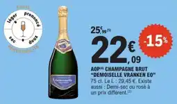 E.Leclerc AOP CHAMPAGNE BRUT “DEMOISELLE VRANKEN EO” offre