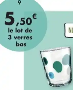 E.Leclerc Lot de 3 verres Aura 3 décors différents en verre offre