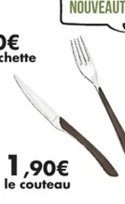 E.Leclerc Couverts éclat nature bois foncé en inox couteau de table offre