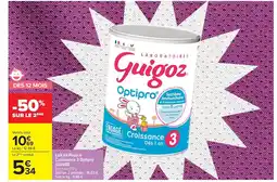 Carrefour GUIGOZ Lait en Poudre Croissance 3 Optipro offre