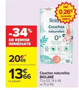 Carrefour BIOLANE Couches naturelles offre