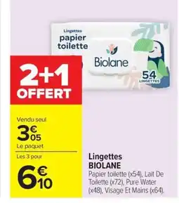 Carrefour BIOLANE Lingettes offre