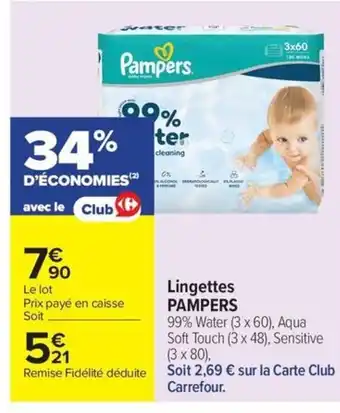 Carrefour PAMPERS Lingettes offre