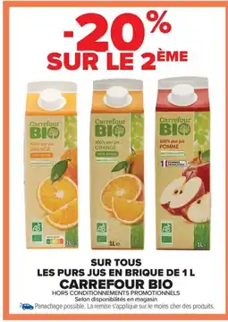 Carrefour Sur tous les purs jus en brique de carrefour bio offre
