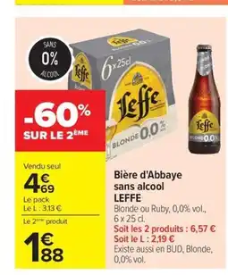 Carrefour LEFFE Bière d'Abbaye sans alcool offre