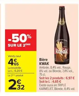 Carrefour KWAK Bière offre