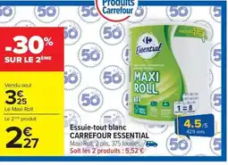 Carrefour CARREFOUR ESSENTIAL Essuie-tout blanc offre