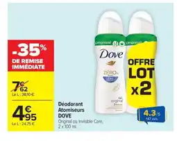 Carrefour DOVE Déodorant Atomiseurs offre