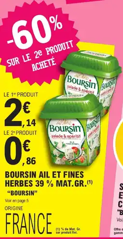 E.Leclerc Boursin ail et fines herbes 39 % mat.gr. offre