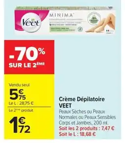Carrefour VEET Crème Dépilatoire offre