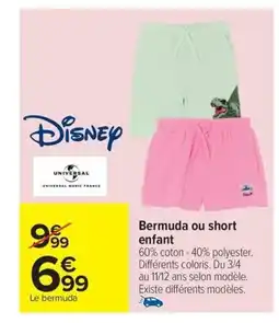 Carrefour Bermuda ou short enfant offre