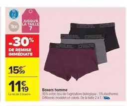 Carrefour TEX Boxers homme offre