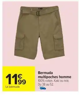 Carrefour TEX Bermuda multipoches homme offre