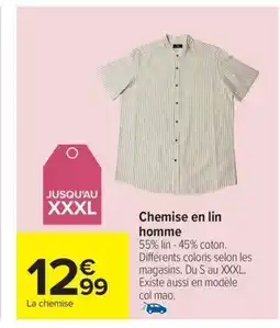 Carrefour TEX Chemise en lin homme offre