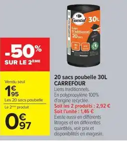 Carrefour CARREFOUR 20 sacs poubelle offre